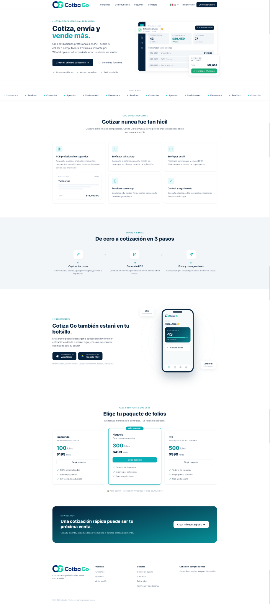 Captura del sitio web CotizaGo