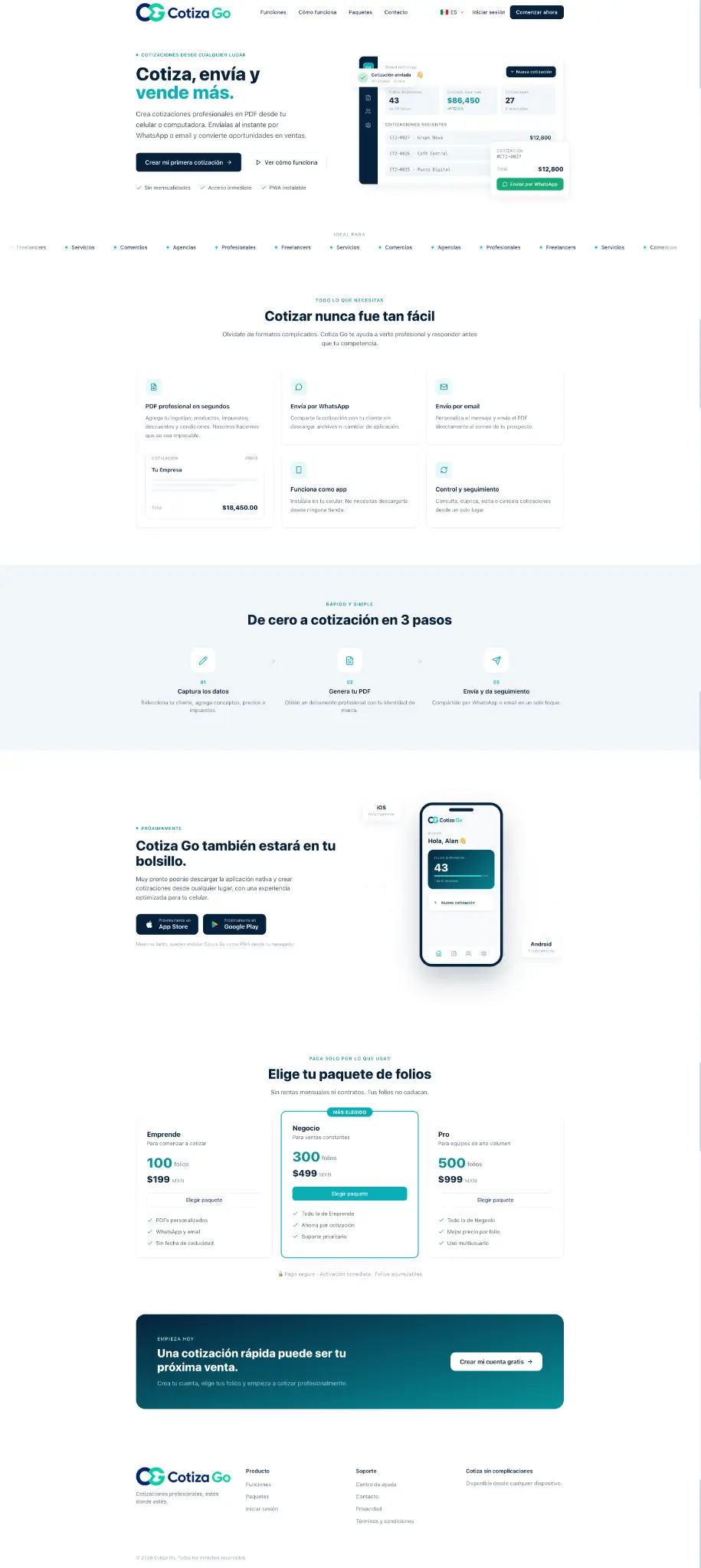 Captura del sitio web CotizaGo