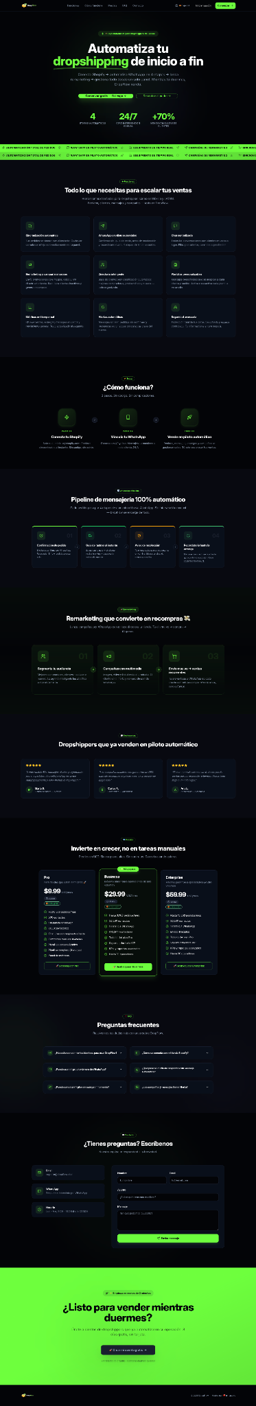 Captura del sitio web Dropflow