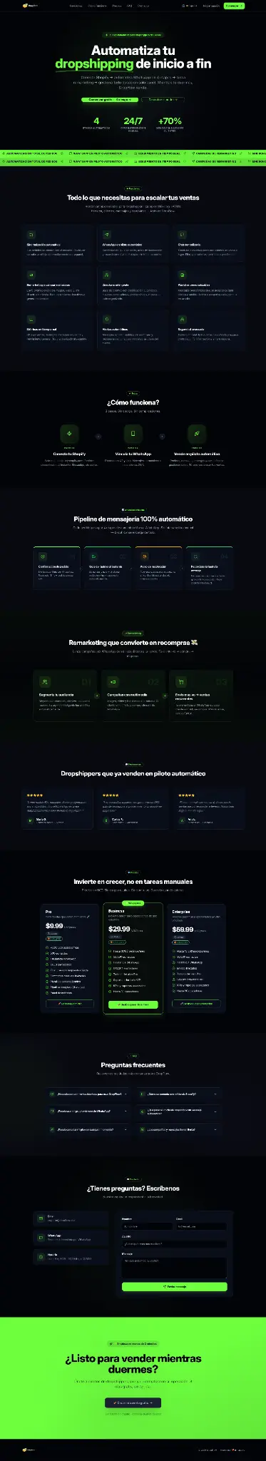 Captura del sitio web Dropflow