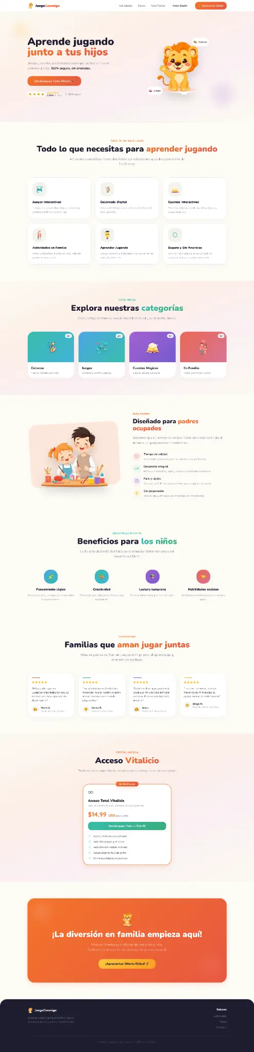Captura del sitio web Juega Conmigo