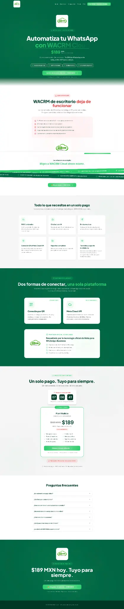 Captura del sitio web WACRM